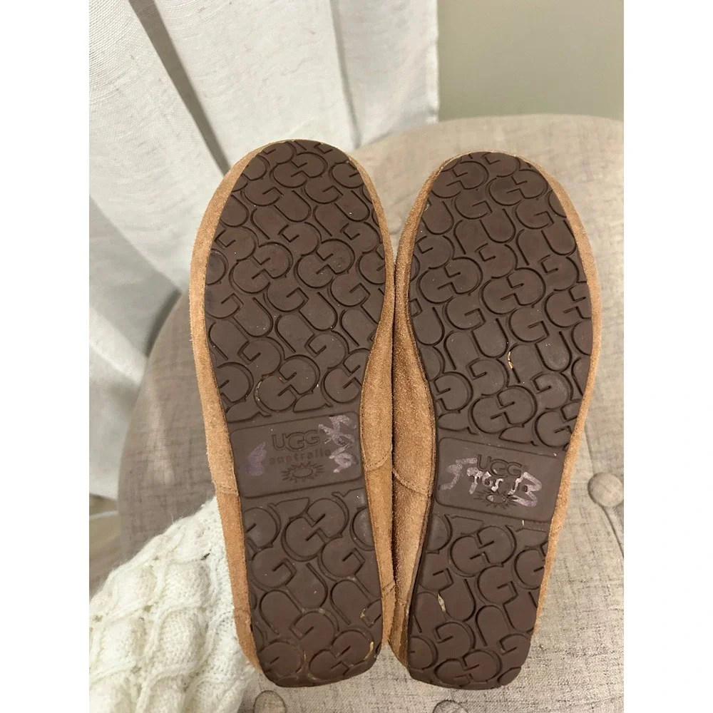 UGG Australia Kids Plaid Moccasin Slippers‎ Size 4 Cozy Lined Slip On